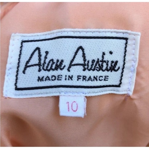 🇫🇷 Vtg 80s 90s Alan Austin Silk Polka Dot Peach Pink Trumpet Hem Midi Skirt | M - Picture 12 of 13
